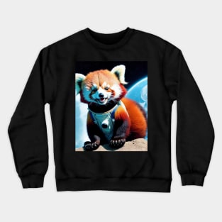 Happy Red Panda Spaceman Artwork Crewneck Sweatshirt